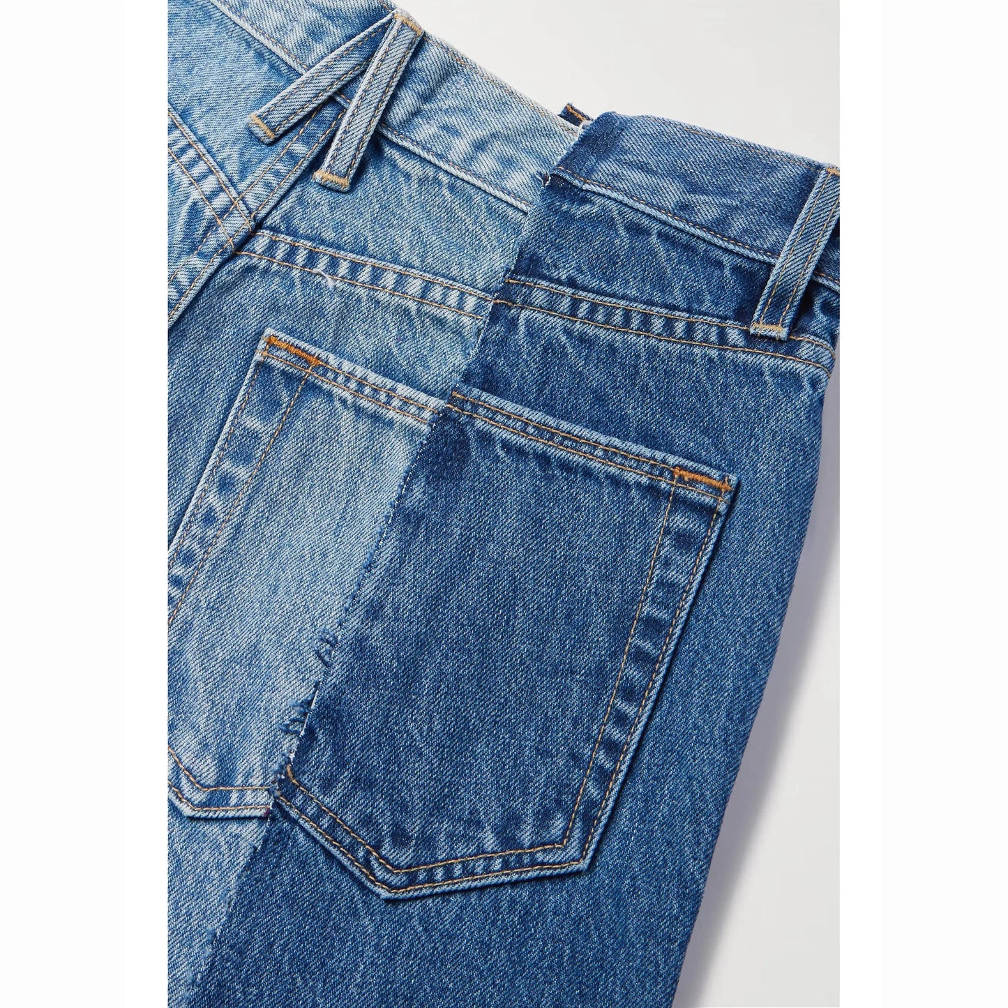 Jeansy z szerokimi nogawkami w dwóch odcieniach denimu