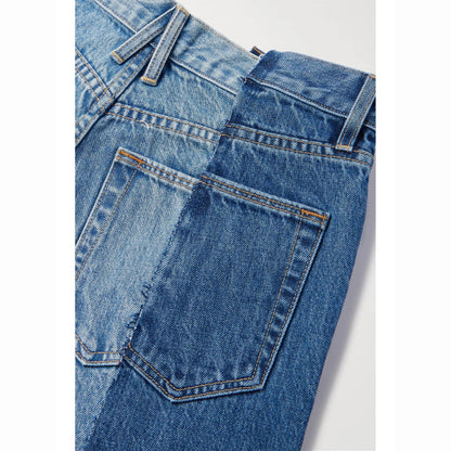 Jeansy z szerokimi nogawkami w dwóch odcieniach denimu